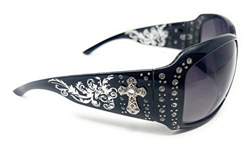 Texas West Womens Sunglasses With Rhinestone Bling UV 400 PC Lens Horse/Concho/C
