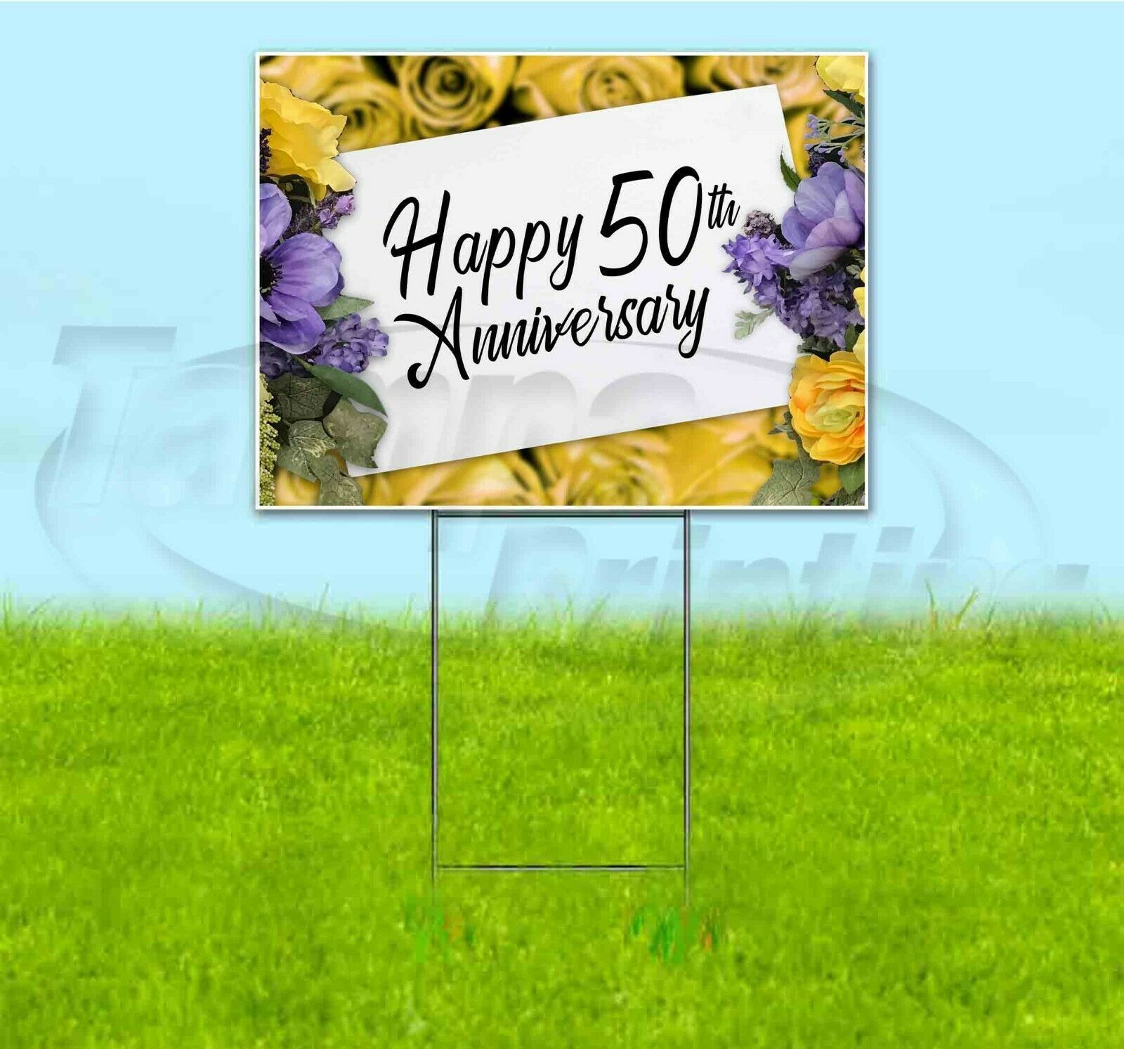 HAPPY 50TH ANNIVERSARY 18x24 Yard Sign WITH STAKE Corrugated Bandit USA ROMANTIC