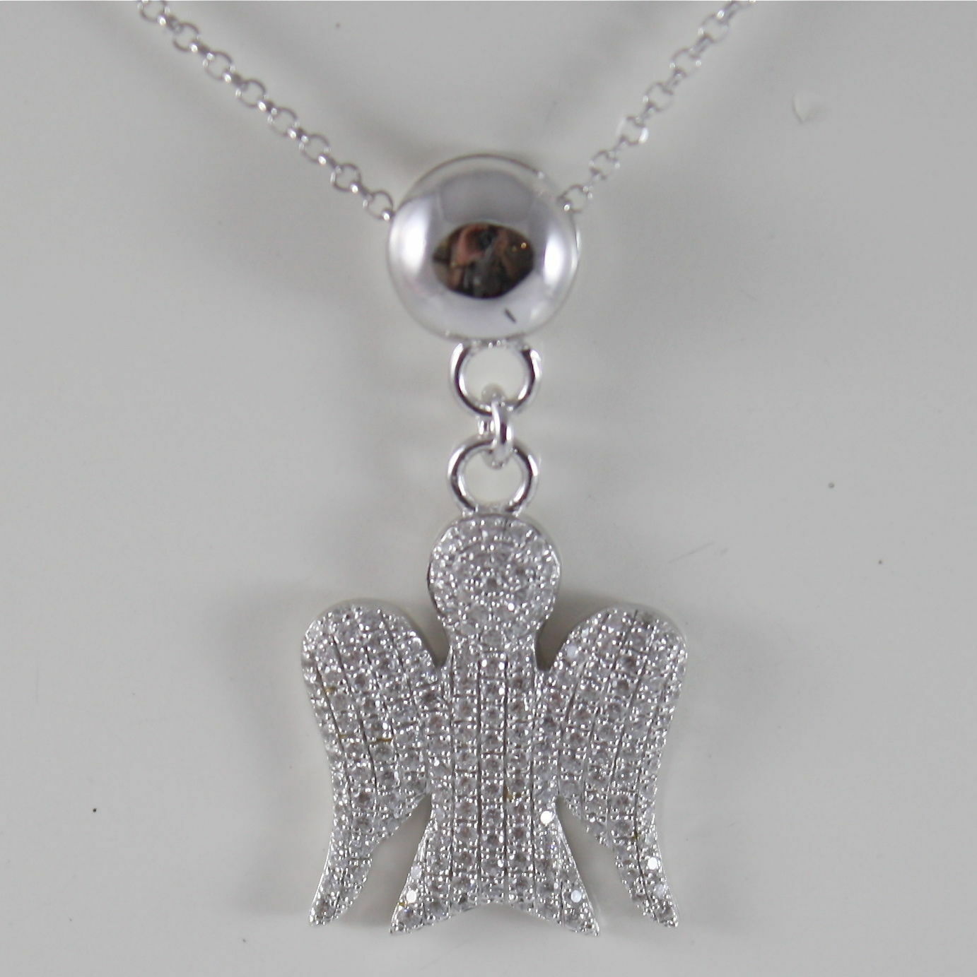 Primary image for 925 SILVER NECKLACE WITH ANGEL PENDANT GIA100 MADE IN ITALY BY ROBERTO GIANNOTTI