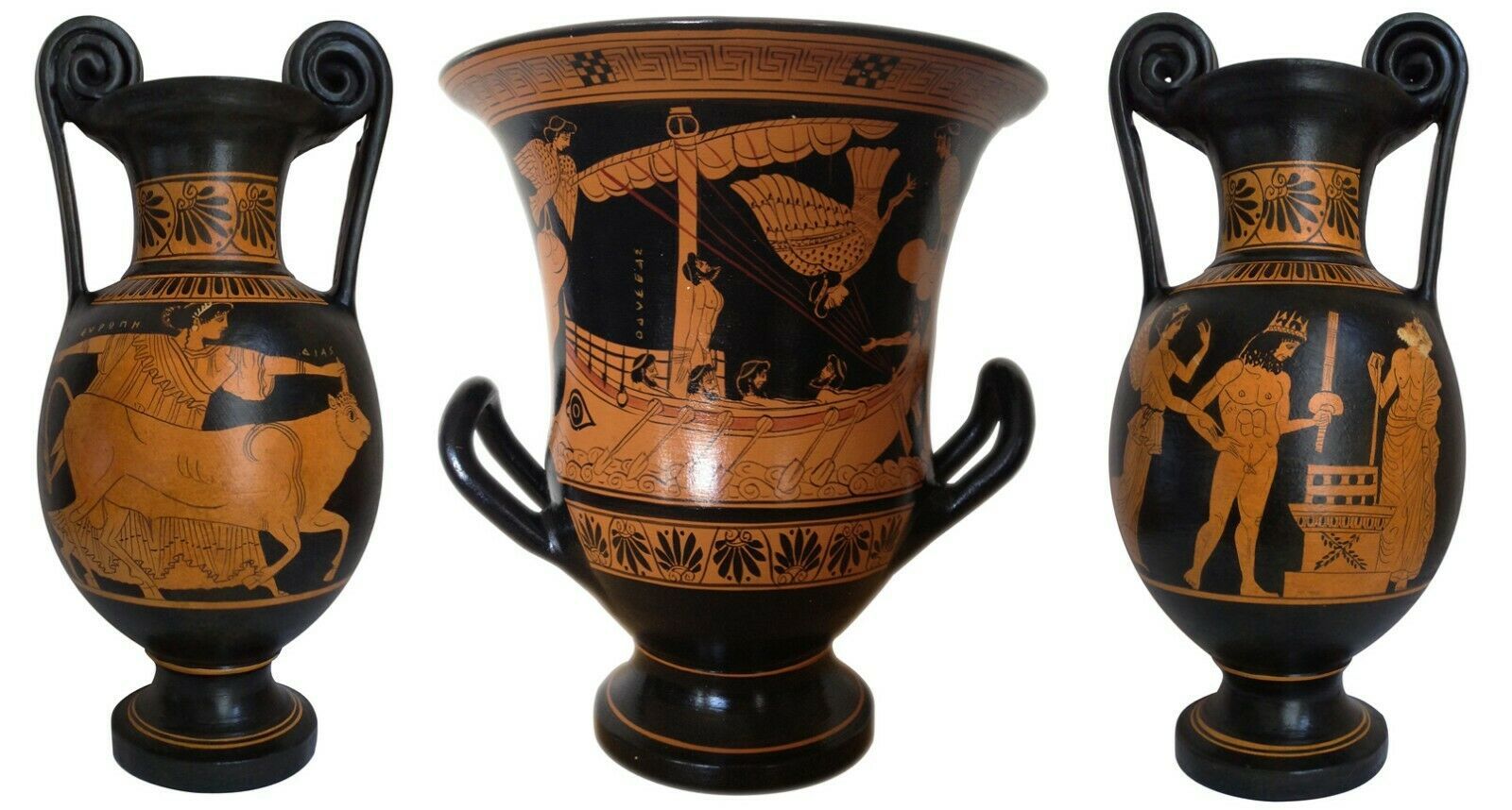 Set of 3 famous Ancient Greek Vases Pottery Vase Pottery reproductions