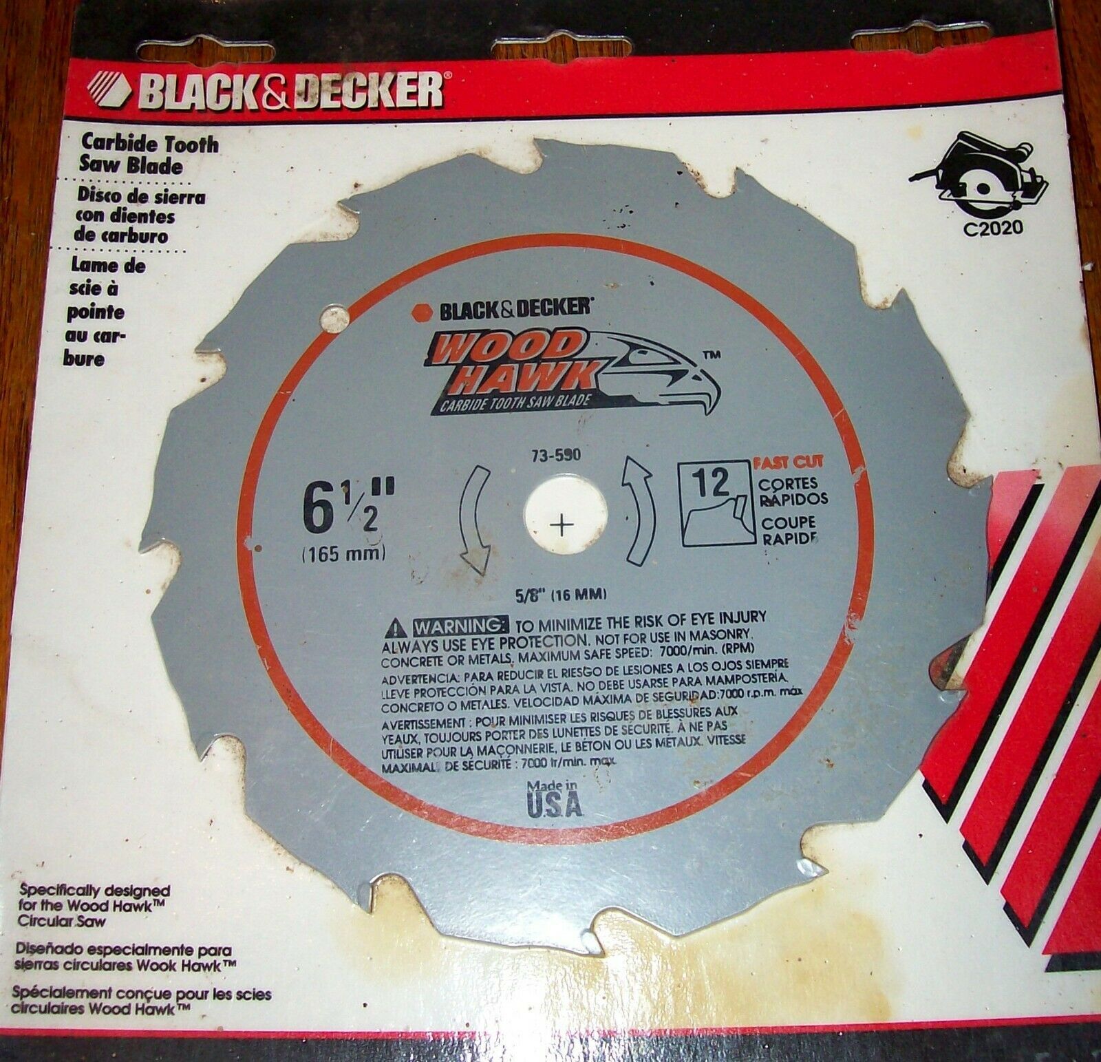 NEW Black & Decker Wood Hawk 6 1/2" 12 Tooth Carbide Saw Blade 5/8
