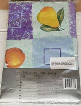 FLANNEL BACK TABLECLOTH 70&quot; Round (4-6 ppl) FRUITS, APPLES &amp; PEARS, ELEG... - $15.83