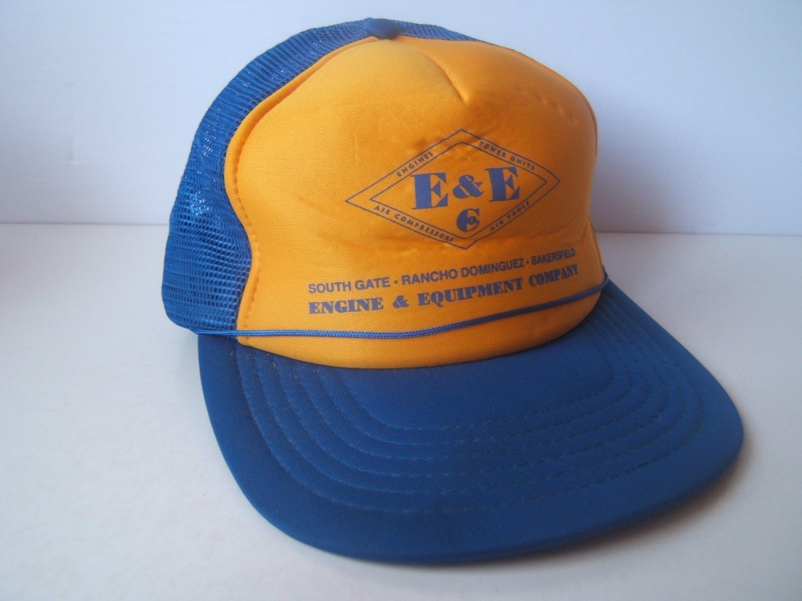 E&E Engine & Equipment Company Hat Vintage Yellow Blue Snapback Trucker ...