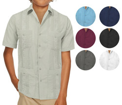 Boy's Guayabera Wedding Baptism Kids Toddler Junior Button-Up Casual Dress Shirt