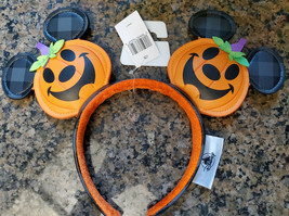 2021 Disney Parks Halloween Mickey Jack O Lantern Pumpkin Ears Headband New - $39.59