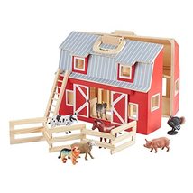 Melissa &amp; Doug Fold and Go Wooden Barn With 7 Animal Play Figures - $55.70