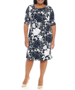 NEW CONNECTED NAVY BLUE WHITE FLORAL CAREER SHEATH DRESS SIZE 18 W 20 W ... - $60.49