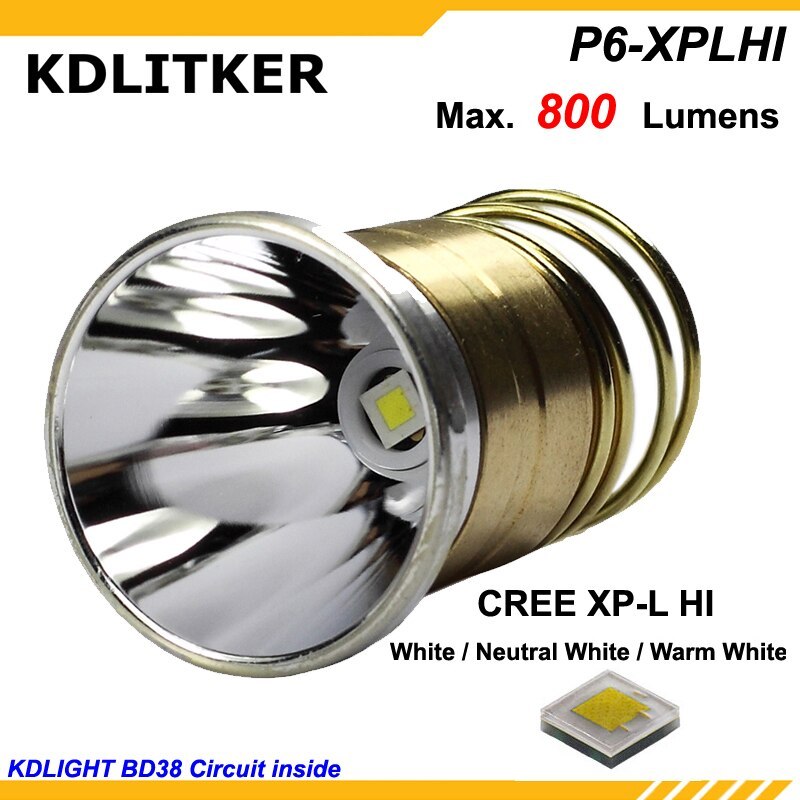 KDLITKER P6-XPLHI Cree XP-L HI White 6500K/ Neutral White 4500K/ Warm White 3000