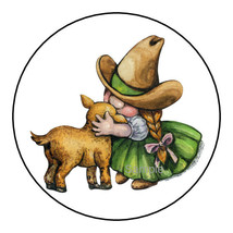 COWGIRL GNOME Envelope Seal Journaling Bubble Label Cupcake Topper 1.5&quot; ... - $1.95