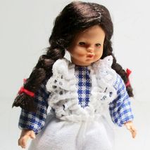 Dressed Girl Doll Caco 11 1181 Blu Chk Dress Braids Flexible Dollhouse M... - $27.50