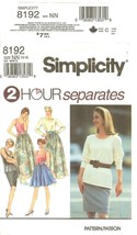 Simplicity 8192 Misses Full Skirt Slim Skirt Tops Pattern 10,12,14,16 UNCUT FF - $9.47