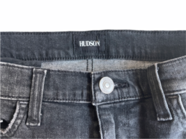 Faded Black/Gray Distressed Women Hudson Denim Mini Short Jean Skirt Sz 25 image 2