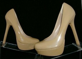 Steve Madden 'Bevv' beige patent leather round toe slip on platform heels 8M - $33.30