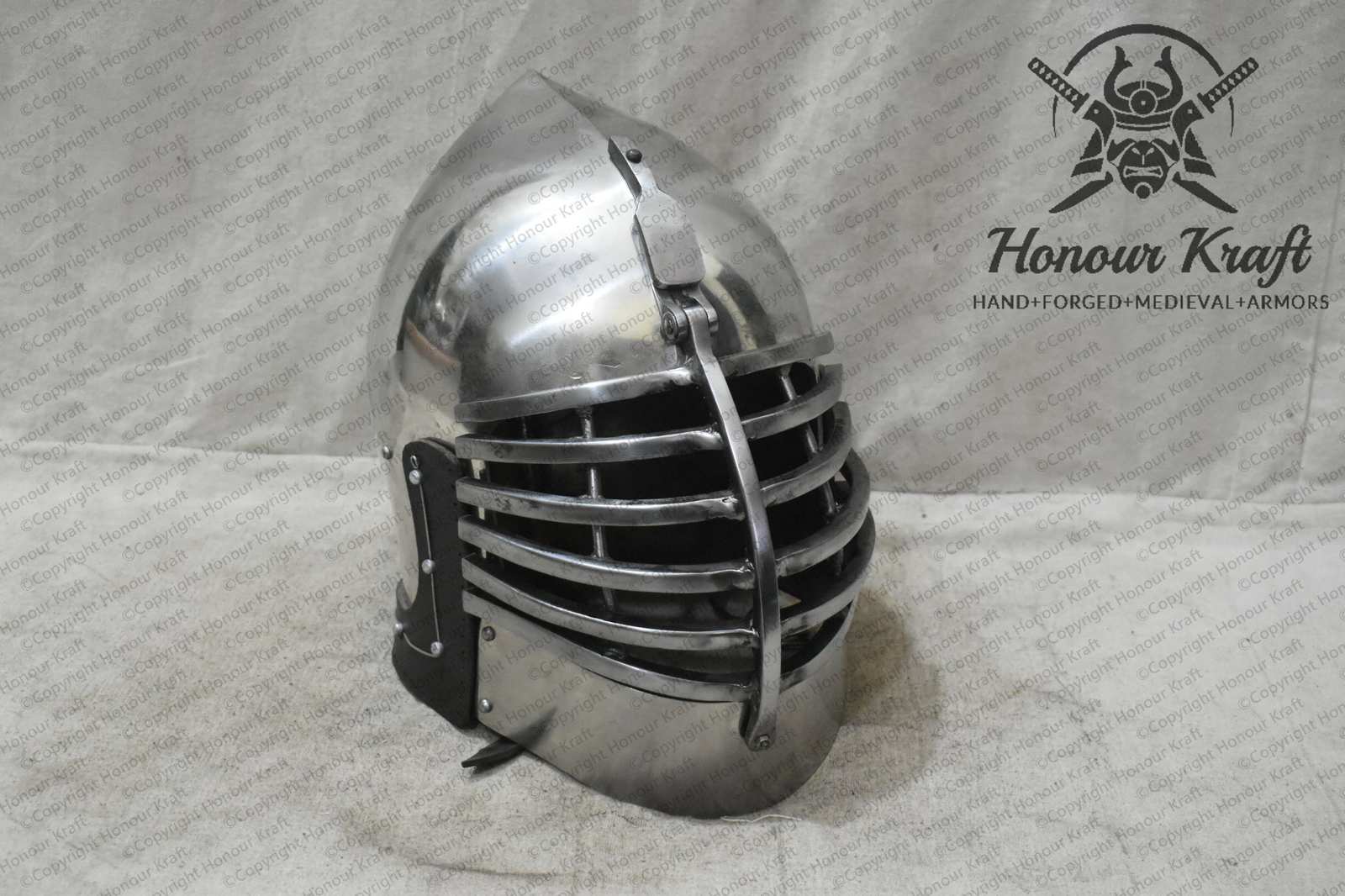 Medieval Steel combat buhurt Helmet Wolf rib and similar items