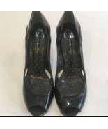 Bandolino Womens 4 inch Size 8W Black Patent Leather Peek Toe Heels - $35.00