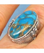 Size 7-1/4 Arizona Kingman Blue Copper Turquoise Ring Sterling Silver - $79.99