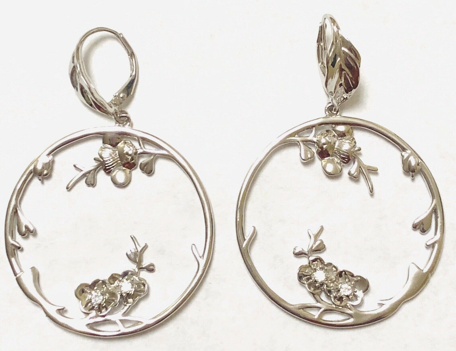Primary image for Aneri SS 1/10 cttw Diamond Flower Hoop Earrings