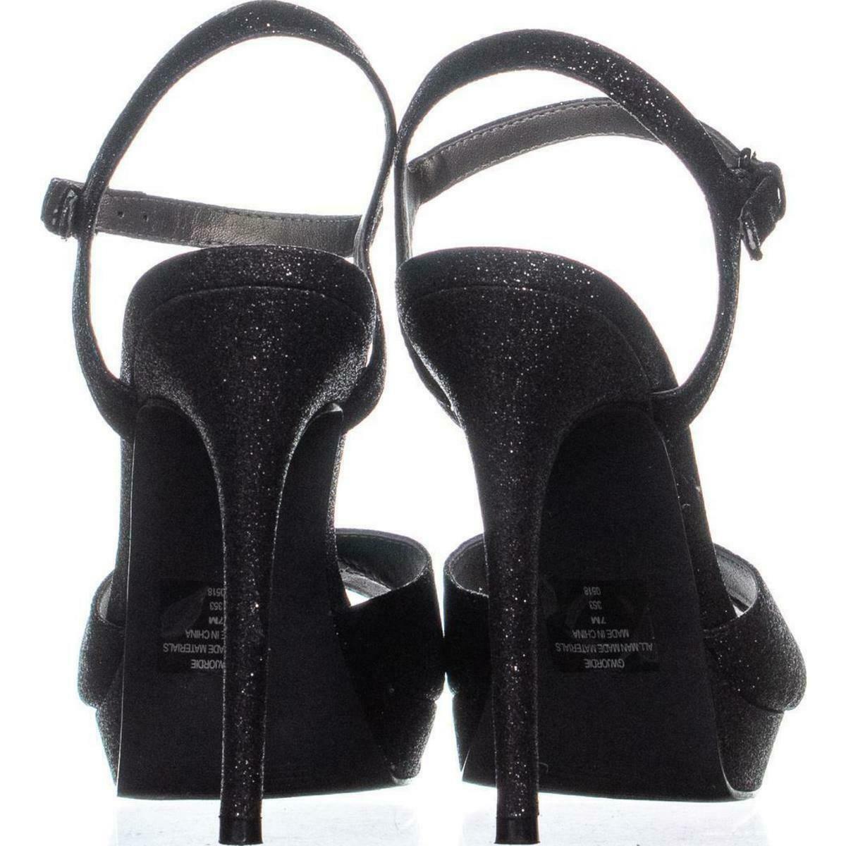 Guess Platform Ankle Strap Sandals 948, Black Texture, 7