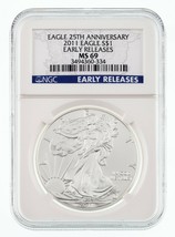 2011 $1 American Silver Eagle Graded by NGC as MS-69 Early Releases - $56.61