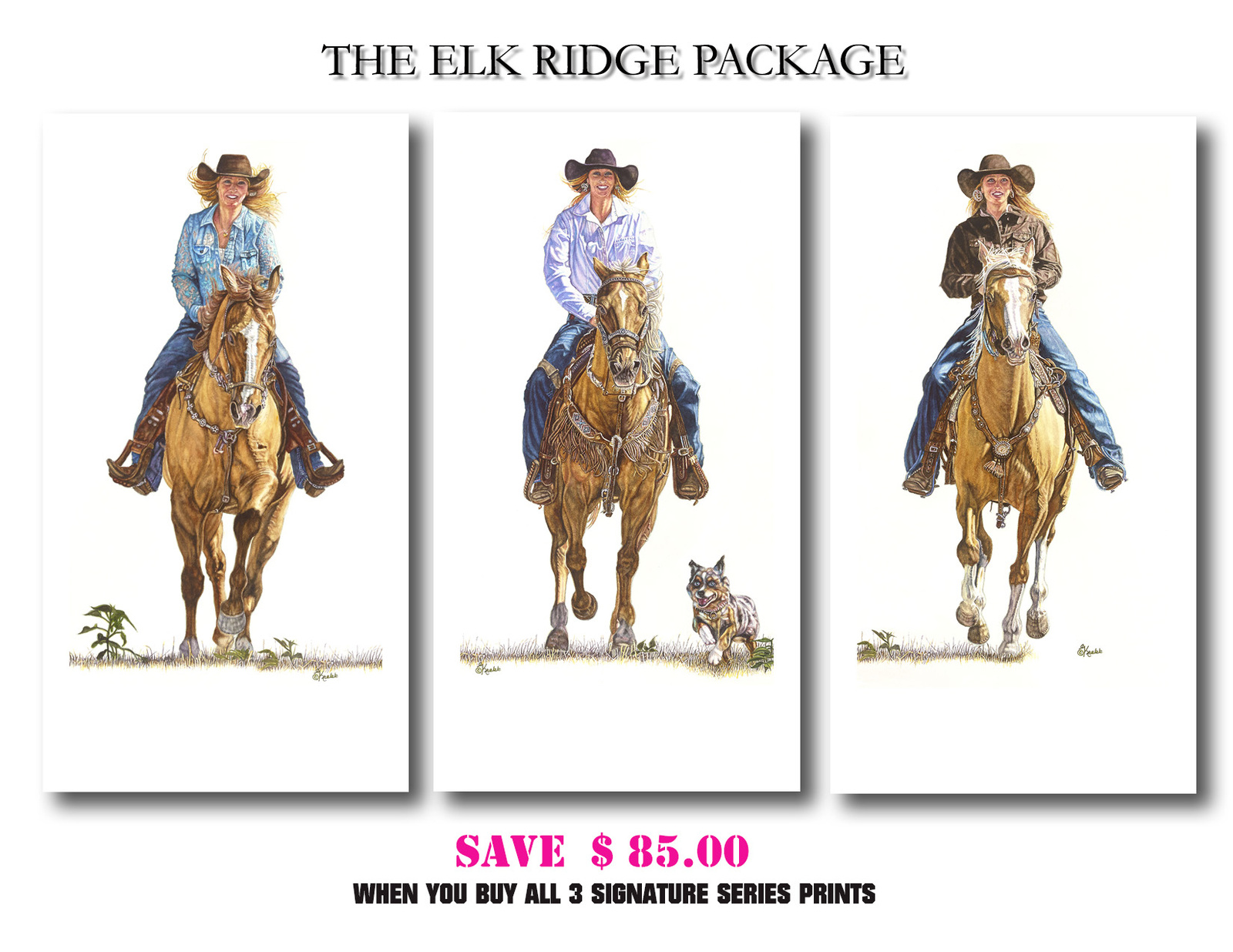Primary image for AMERICAN COWGIRLS - Signature Series Giclee Prints - "THE ELK RIDGE PACKAGE"  