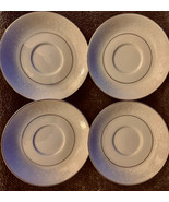 Salem Translucent Fine China Saucers (4) Silver Trim Lace Border Japan - $23.00
