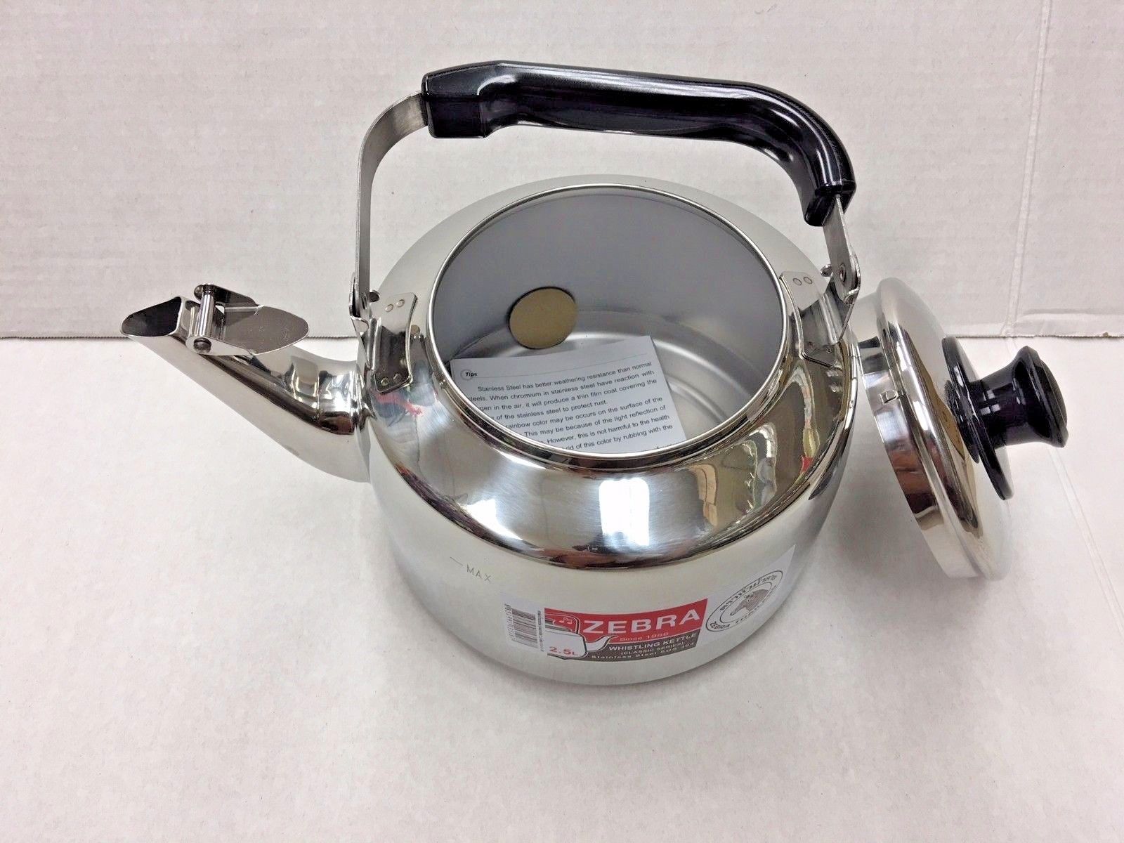 Zebra 0.8L 2.5L 4.5L 7.5L Heavy Duty Stainless Steel Whistling Sound