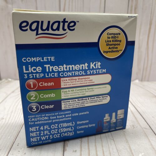 Equate Complete Lice Treatment Kit Shampoo, Combing Spray, Home Spray