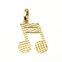 18K YELLOW GOLD FLAT SMALL 18mm 0.7" MUSICAL NOTE PENDANT, CHARM, MADE IN ITALY image 3