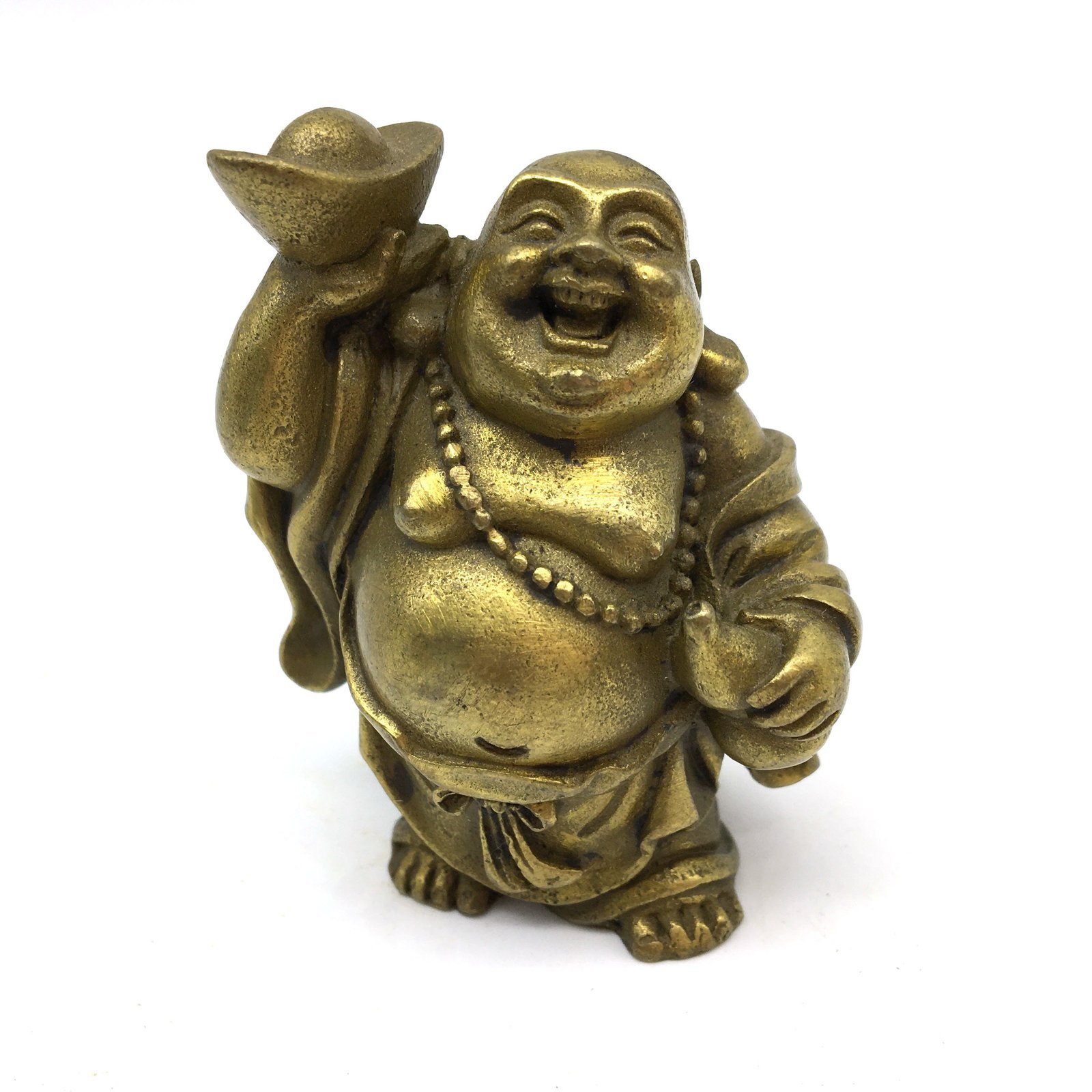 Set of 3 Vintage Solid Brass Happy Laughing Maitreya Buddha Statue ...