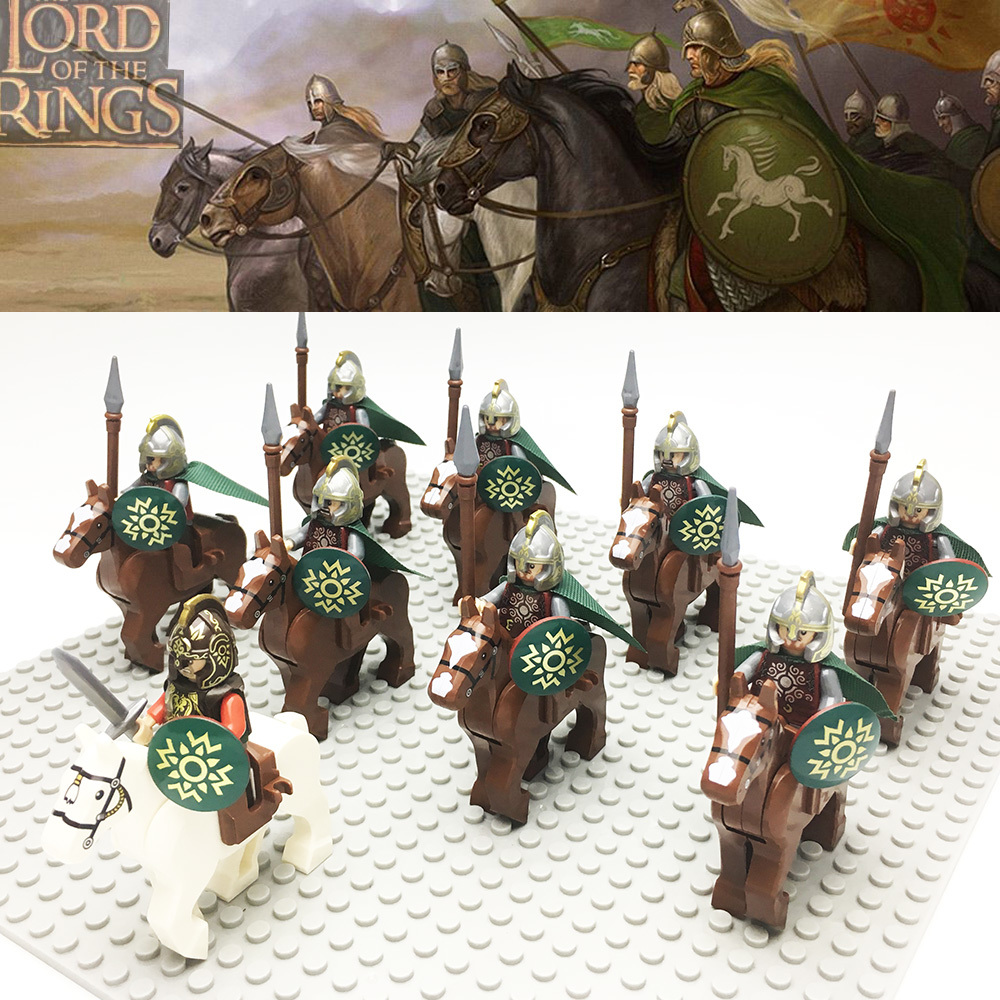 18PCS Lord Of The Rings King Return Mordor Rohan Knight+Horse Minifigures Toys