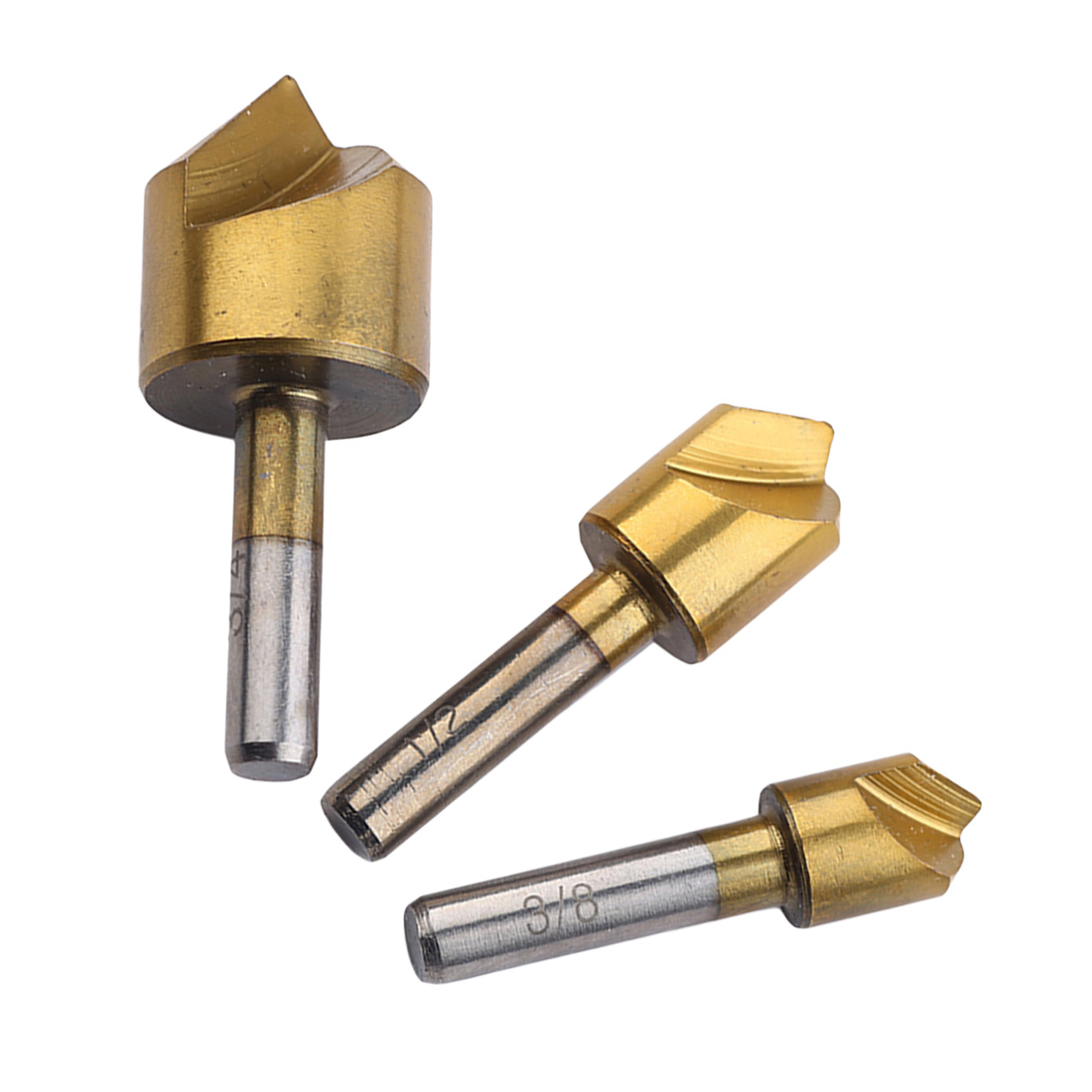 3pcs Single Blade Chamfer Countersink 1/4" Shank HSS Wood Chamfering Cutter Cham Drill Bits