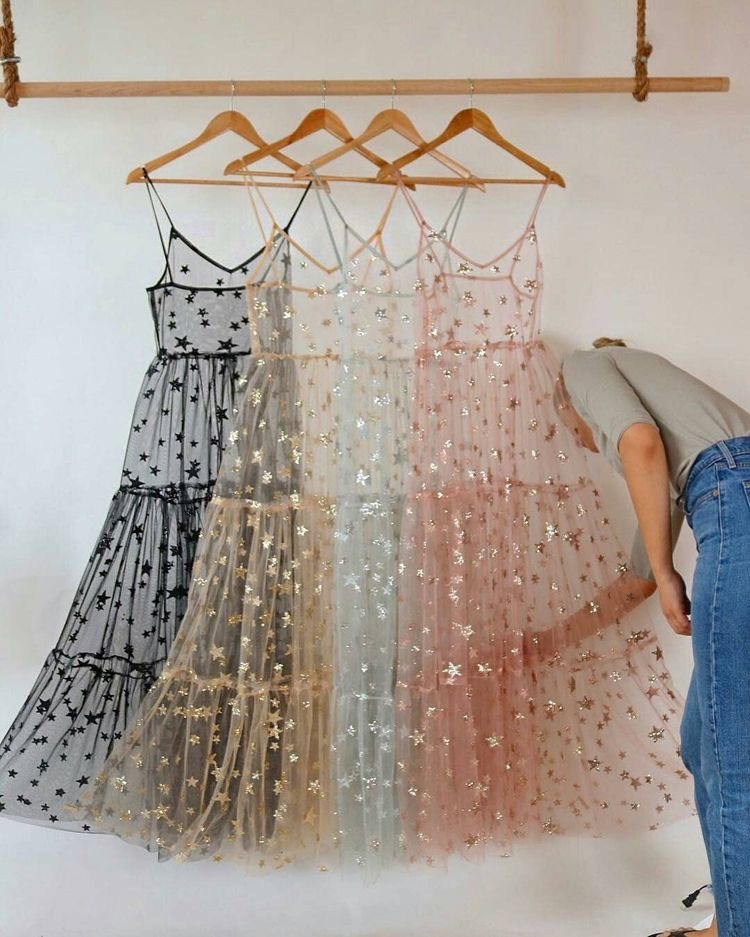Spaghetti Straps Tulle Long Women's Dresses Fashion Bling Bling Dress