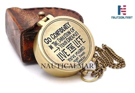 NauticalMart 2" Solid Brass Compass Antiquated Brass Finish With Leather Case