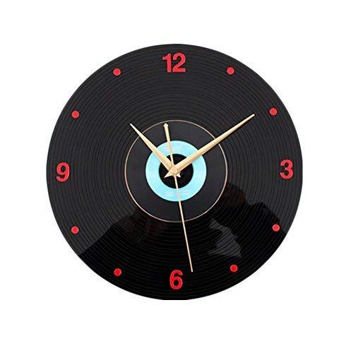 PANDA SUPERSTORE Retro Black Plastic CD Wall Clock Fashion Home Decoration(12'')