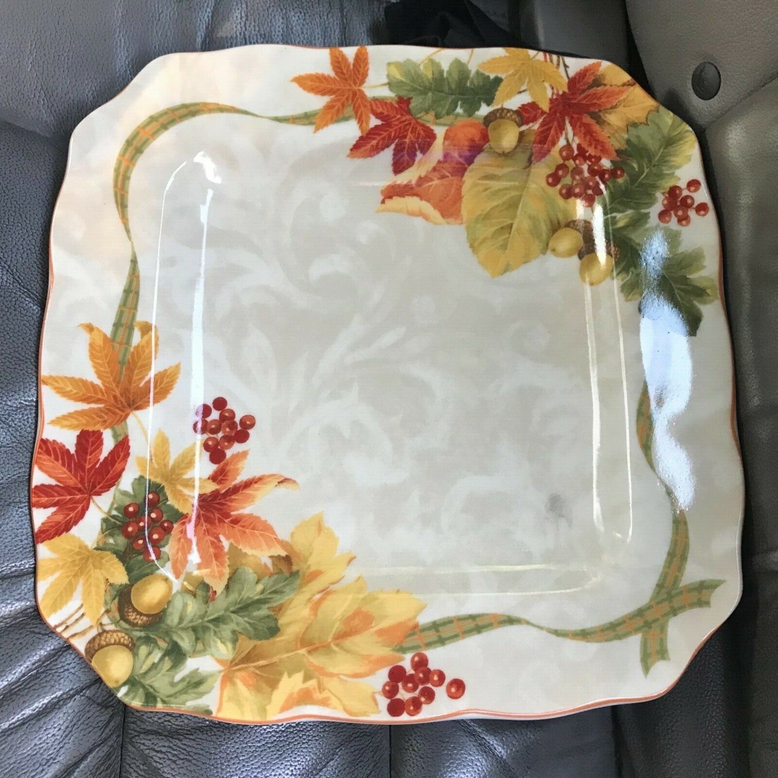 222 fifth Autumn Celebration Thanksgiving Fall Leaves Dinner Plates Set ...