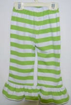 lanks Boutique Girls Lime White Stripe Ruffle Pants Size 18 Months image 2