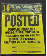 Posted Private Property Hy-Ko PP-1 Tyvek Signs, 12&quot; x 12&quot;, Yellow/Black,... - $14.50
