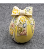 VTG Villeroy &amp; Boch Porcelain Egg Bow Lid Floral Ribbon Trinket Box Yell... - $39.00
