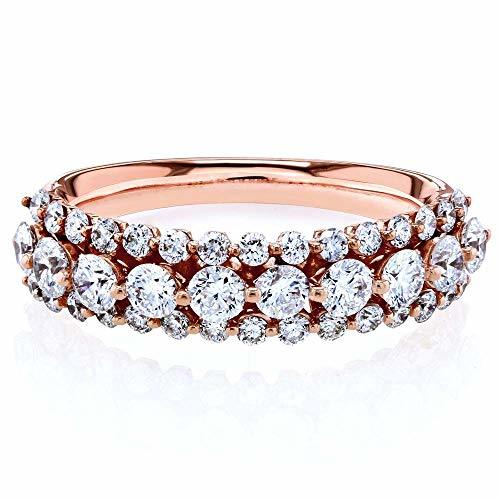 925 Sterling Silver Three Row Round Cut Diamond Eternity Wedding Band For Her