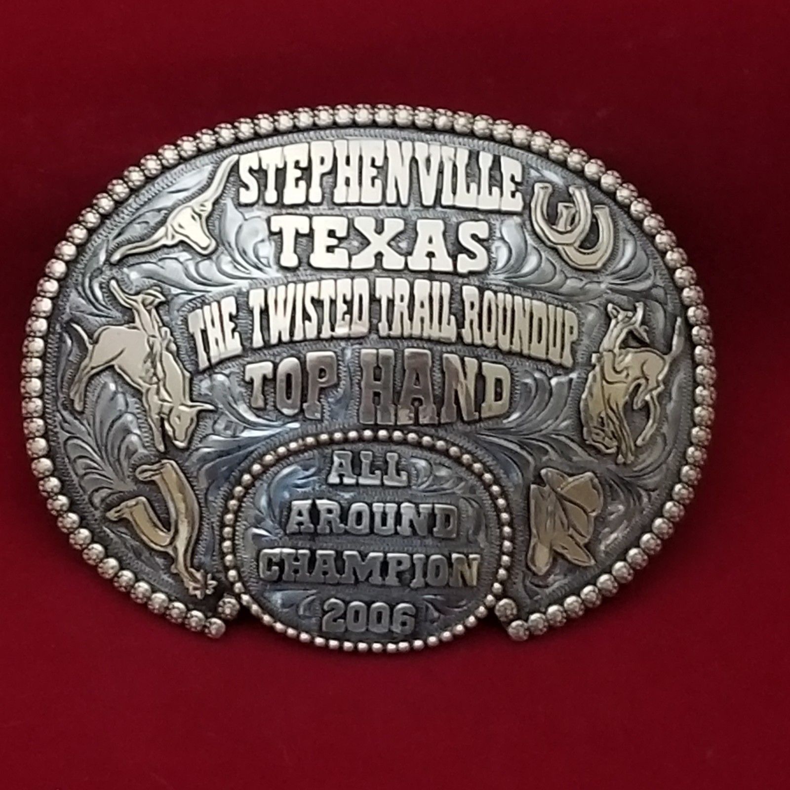 CHAMPION TROPHY RODEO BUCKLE STEPHENVILLE TEXAS 2006 TOP HAND 374