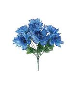 Peony Bush Satin 12 Artificial Flowers 20&quot; Bouquet Blue Color Tktvle - $22.77