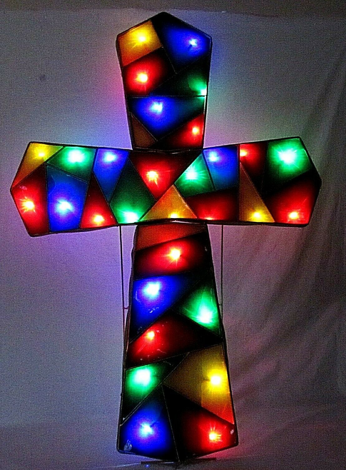 LED Lighted Prismatic Cross Indoor Outdoor Yard Decor 48