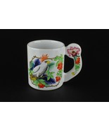 Vtg Cockatoo Parrot Tiki Retro Style Orchid Floral Flat Handle Coffee Cu... - $20.79