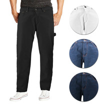 Men's Carpenter Work Jeans Hammer Loop Relaxed Fit Casual Cotton Denim Pants