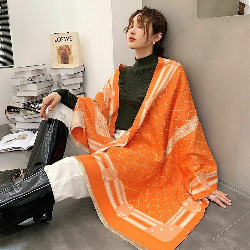 Primary image for Womens Long Shawl Warm Scarf Trendy Letters Padded Cashmere Scarves Neck Foulard