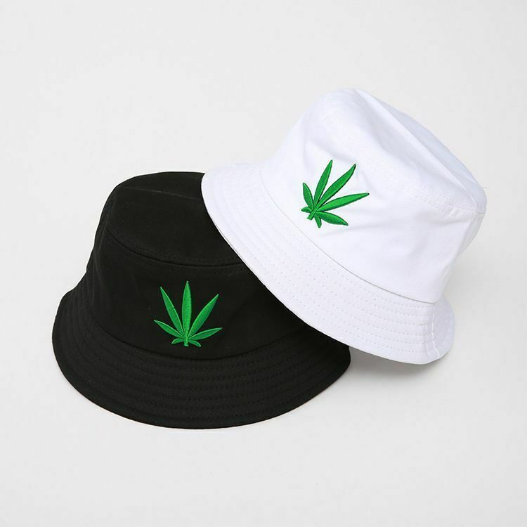 Weed Logo Summer Bucket Hat Cannabis Leaf Stoner Cap Hemp Wear For Men or Women