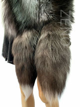 Double-Sided Silver Fox Fur Stole 63' (160cm) Saga Furs Natural Color With Tails image 7