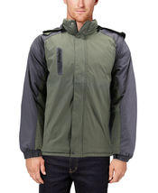 Men’s Quilted Lined Removable Hood Two Toned Zipper Puffer Lightweight Jacket image 9