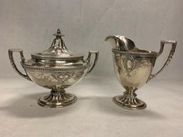 Vintage Wallace Silver Sterling Hollowware Lidded Sugar and Creamer Set 3700-2 - $980.04