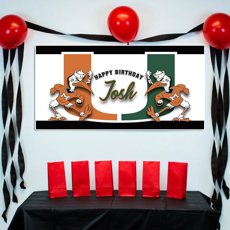 Miami Hurricanes Birthday Banner Party Decoration Backdrop Party Decorations